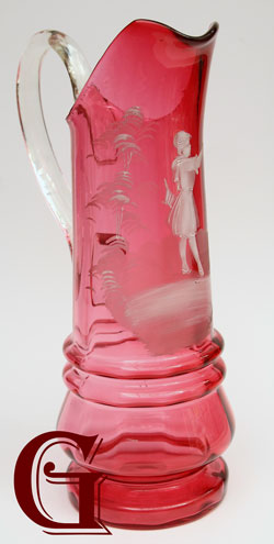 cranberry glass Mary Gregory jug